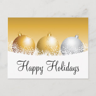 Gold and Silver Ornaments Holiday Postcard