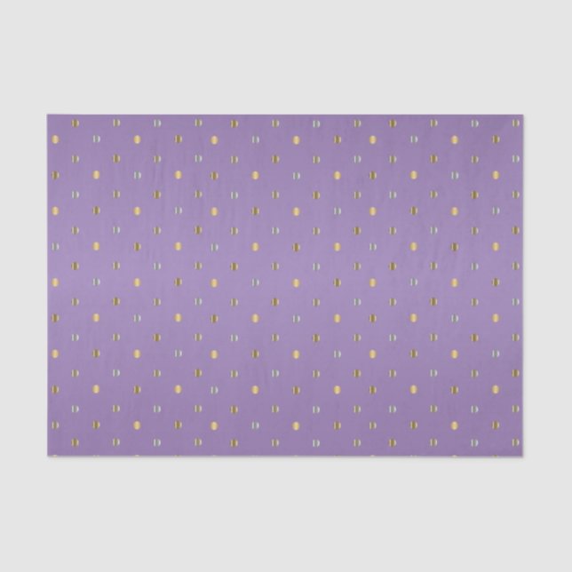 Gold and Silver Polka Dots on a Purple Background Tissue Paper (Front)