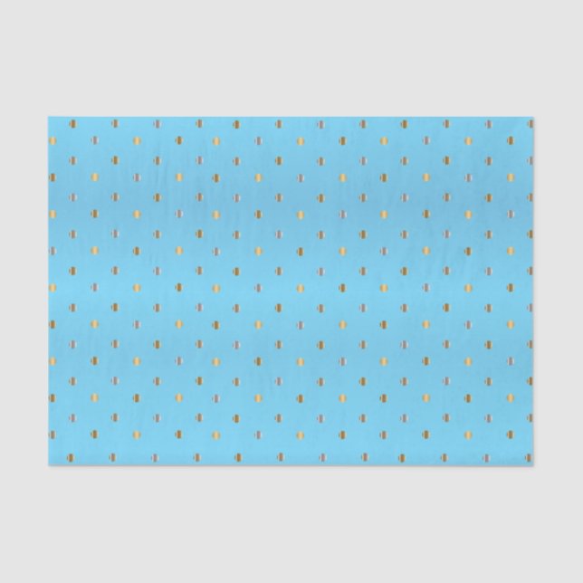 Gold and Silver Polka Dots on Baby Blue Tissue Paper (Front)