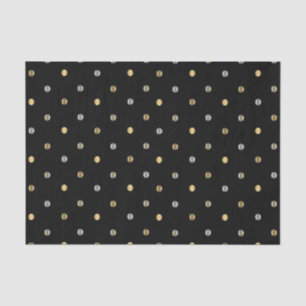 Gold and Silver Polka Dots on Black  Tissue Paper