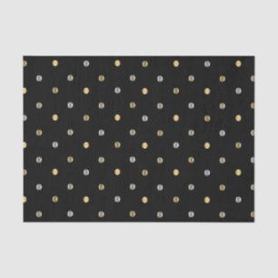 Gold and Silver Polka Dots on Black Tissue Paper