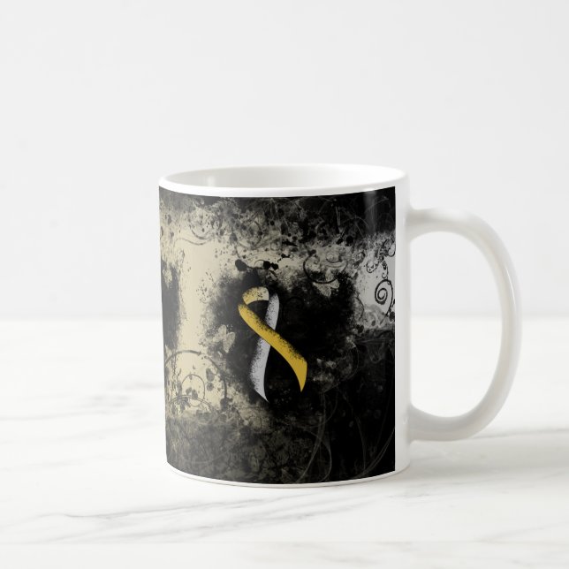 Gold and Silver Ribbon Grunge Heart Coffee Mug (Right)