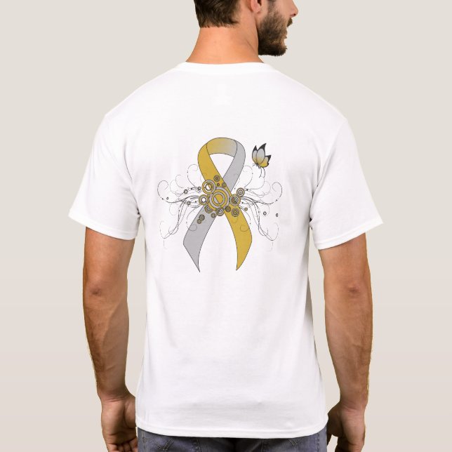 Gold and Silver Ribbon with Butterfly T-Shirt (Back)