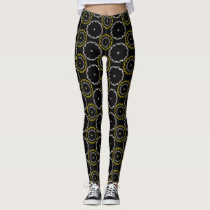 Gold and Silver Rings Polka Dot Pattern Leggings