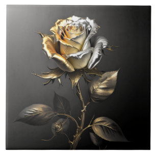 Gold and Silver Rose Metallic Effect Tile