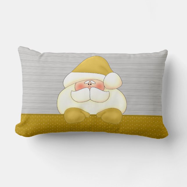 Gold and Silver Santa with Christmas Lumbar Cushion (Front)