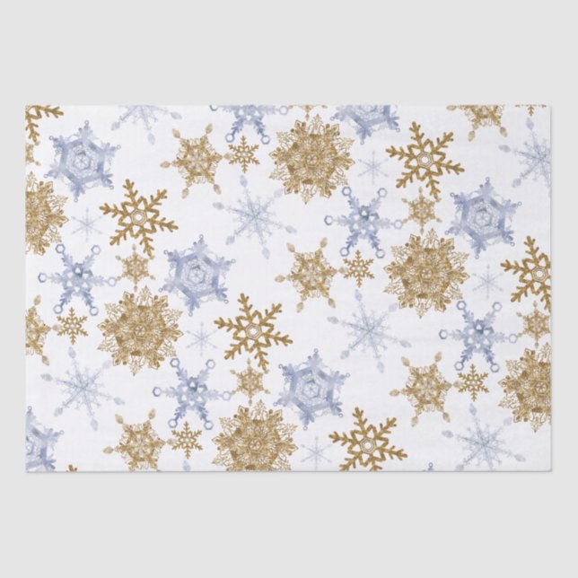 Gold and Silver Snowflakes Clear Image Tissue Paper (Front)
