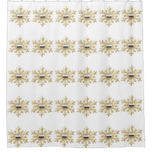 Gold and Silver Snowflakes Shower Curtain
