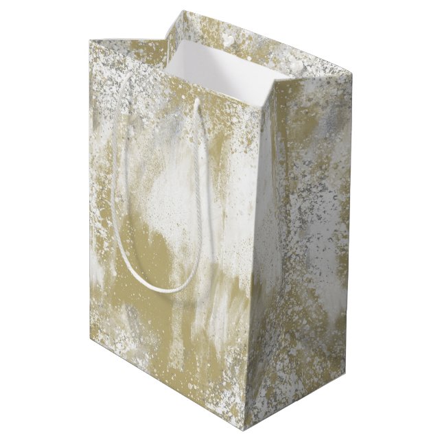 Gold and Silver Spattered  Medium Gift Bag (Back Angled)