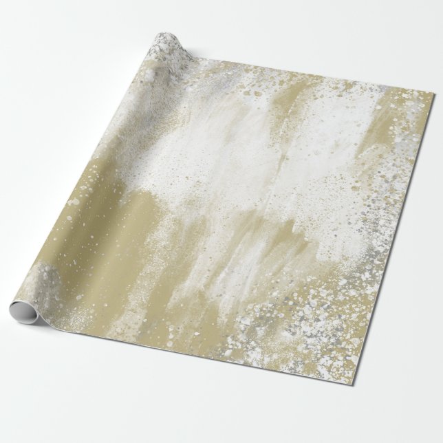Gold and Silver Spattered  Wrapping Paper (Unrolled)