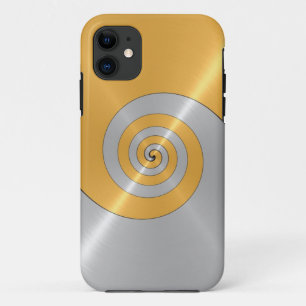 Gold and Silver Stainless Shiny Metal Swirl iPhone 11 Case