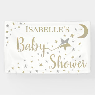 Gold and Silver Stars Gender Neutral Baby Shower Banner