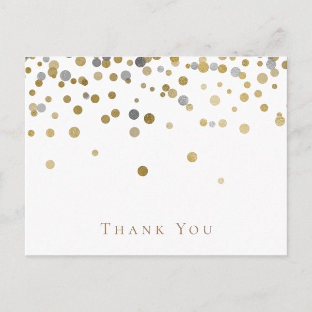 Gold and Silver Wedding Thank You Card (Front)