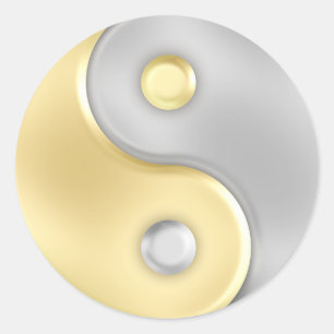 Gold and Silver Yin and Yang Classic Round Sticker