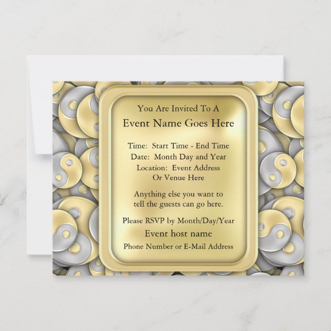 Gold and Silver Yin and Yang Invitation (Front)
