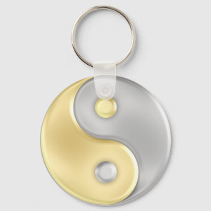 Gold and Silver Yin and Yang Key Ring