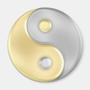 Gold and Silver Yin and Yang Magnet