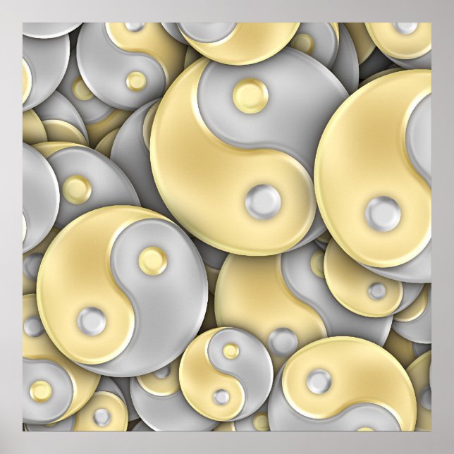 Gold and Silver Yin and Yang Poster (Front)