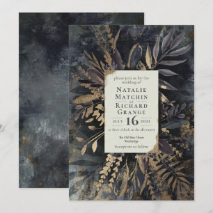 Gold and slate grey wedding Invitation