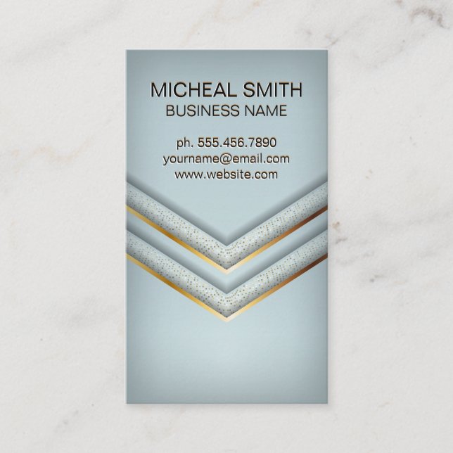 Gold and Speckled Luxury Geometric Business Card (Front)
