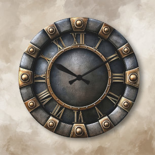 Gold and Stone Round Clock