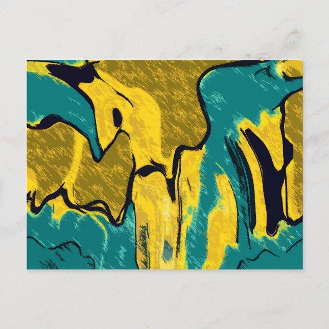Gold and Teal Abstract Postcard (Front)