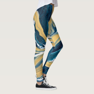 Gold and Teal all-over-print leggings