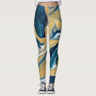 Gold and Teal all-over-print leggings