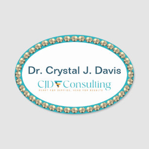 Gold and Teal Bling NAME TAG