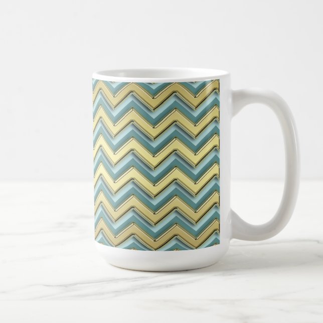 Gold and Teal Chevron Pattern Coffee Mug (Right)