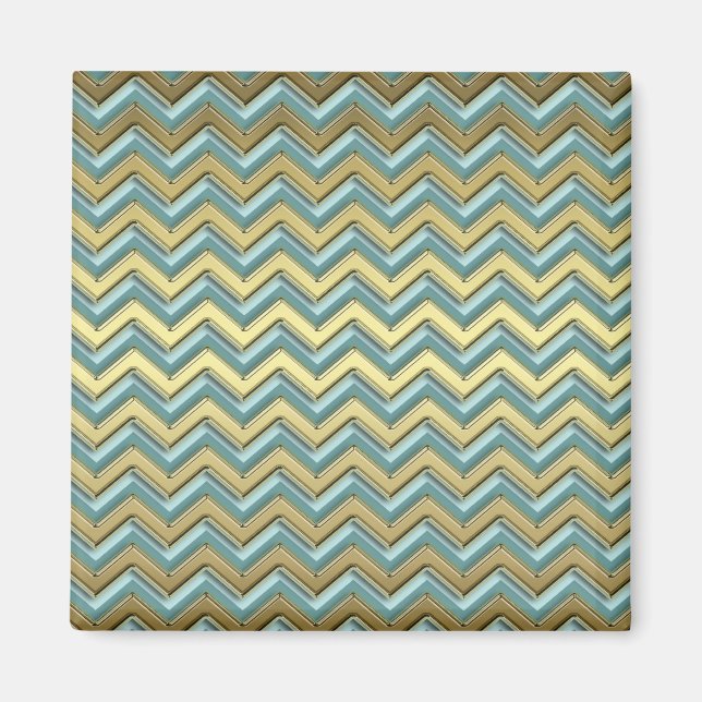 Gold and Teal Chevron Pattern Magnet (Front)