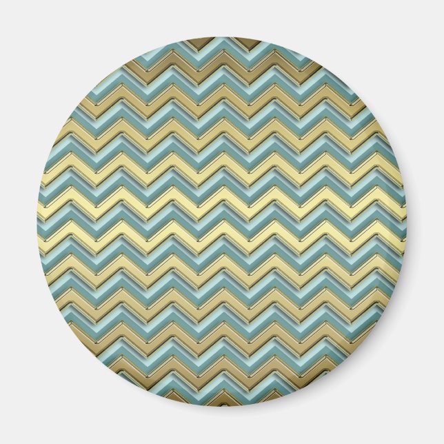 Gold and Teal Chevron Pattern Magnet (Front)