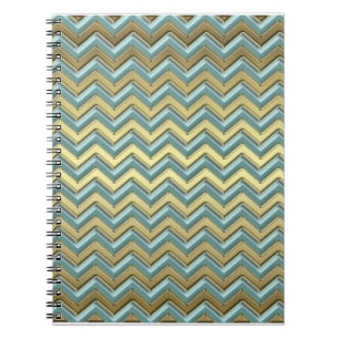 Gold and Teal Chevron Pattern Notebook