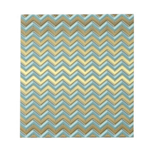 Gold and Teal Chevron Pattern Notepad