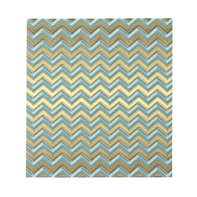 Gold and Teal Chevron Pattern Notepad (Front)