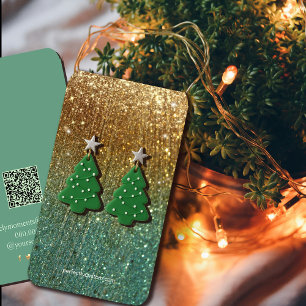 Gold and Teal Glitter Gradient Earring Display  Business Card