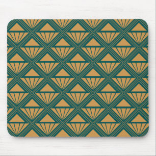 Gold and teal green Art Deco design with rhombuses Mouse Mat