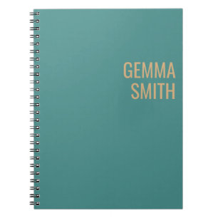 gold and teal personalised monogram minimalist notebook