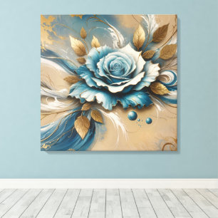 Gold and Teal Rose Canvas Print