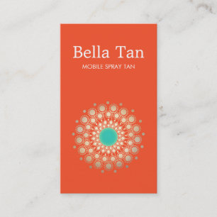 Gold and Turquoise Circle Sun Orange Business Card