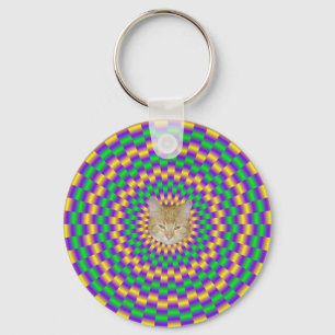 Gold and Turquoise Links Tunnel Key Chain + cat