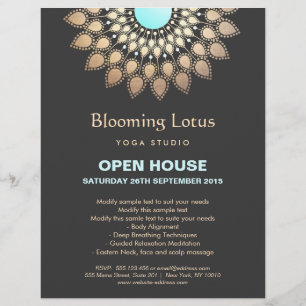 Gold and Turquoise Lotus Mandala Yoga Flyer