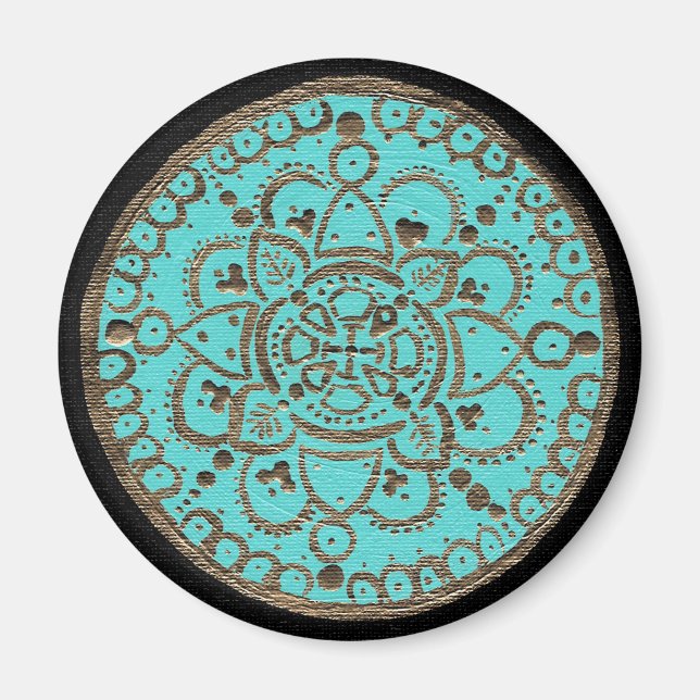 Gold and Turquoise Medallion Magnet (Front)