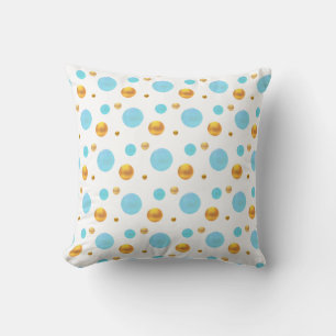Gold and Turquoise Polka Dots Cushion