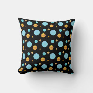 Gold and Turquoise Polka Dots Cushion