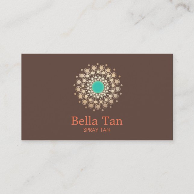 Gold and Turquoise Sun Spray Tan Tropical Brown Business Card (Front)