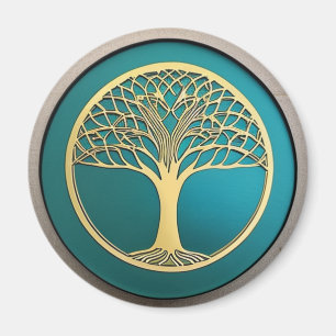 Gold and Turquoise Tree of life Magnet