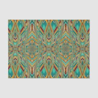 Gold and Turquoise Tribal Style Pattern Decoupage Tissue Paper