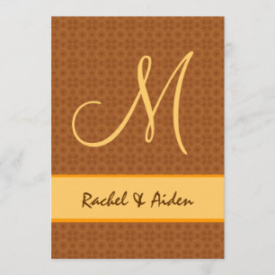 Gold and Umber Geometric Monogram Wedding G605 Invitation