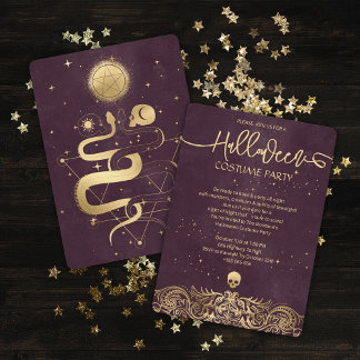 Gold And Velvet Red Fancy Halloween Party Invitation